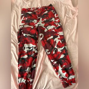 - Red camo cargo pants